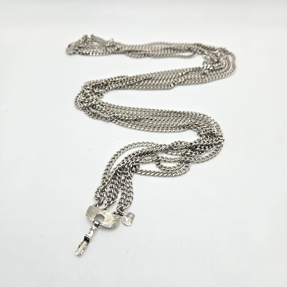 Judy Lee Multistrand Silvertone Necklace Chain Link MCM Mid Century Modern Vtg - Picture 6 of 6